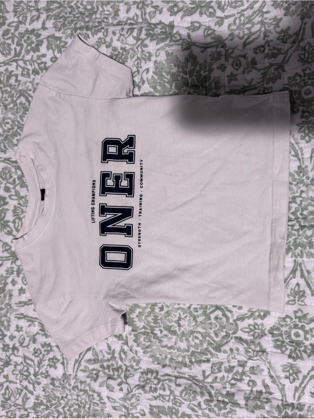 Oner Active Cream Tee with Green 'ONER' Graphic